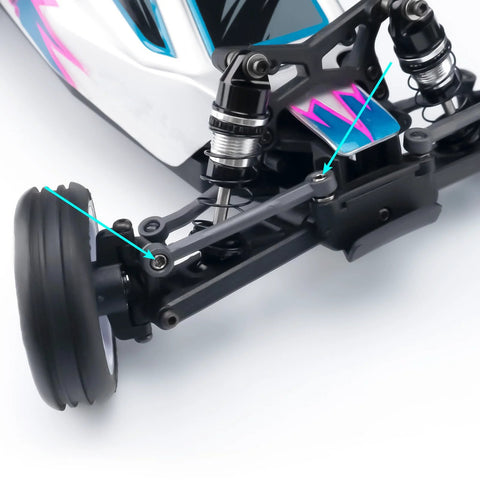10Pcs Aluminum Alloy Ball Head Screws And Ball Studs Upgrade Parts installed on Losi 1/24 Micro B and 1/28 Micro T RC car front suspension