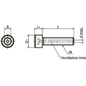 10-Pack SVSS-M6-10-MOS NBK Socket Head Cap Vacuum Vented Screws - Ventilation Hole - MoS2 Shot M6 length 10mm design diagram.