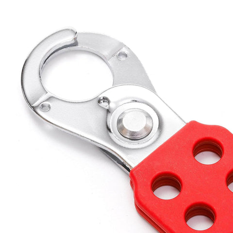 Close-up of 8 Pack Lockout Tagout Hasp with Extended Jaw Tamperproof Stainless Steel LOTO Hasp Fits Up To 6 Padlocks