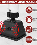 Close-up of Heavy Duty Door Stopper With Alarm And Sliding Patio Bar 120 DB Loud Alarm, showing on/off switch and siren