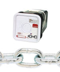 0143626 System 3 Grade 30 Low Carbon Steel Proof Coil Chain in Square Pail, Zinc Plated, 3/8" 0.37" Diameter, 45' Length, 2650 lbs Load Capacity