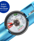Low Flow Ozone Therapy Oxygen Regulator with built-in oxygen tank gauge, up to 3000 PSI, for Ozone Generators, blue body.