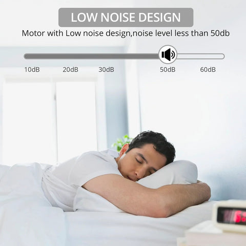 Person sleeping peacefully illustrating the low noise design of the Heavy Duty 12V Linear Actuator 660 LBS 3000 N With 6 Inch Stroke.