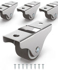 Low Profile 1 Inch Fixed Plate Casters Set Of 4 With Silent TPR Wheels And Steel Top Plate, shown with mounting screws