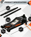 Low Profile 3 Ton Car Floor Jack With Dual Pistons And Quick Lift Pump Heavy Duty Hydraulic Floor Jack For Cars With 6600 Lbs Capacity