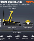 Three Ton Low Profile Floor Jack With Dual Pistons Quick Lift Pump Heavy Duty Steel Racing Jack For Cars; dimensions shown.