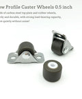 Mini Fixed Caster Wheels 0.5 Inch Low Profile Rubber Set Of 8 Self Adhesive Plate Caster Wheels for Furniture Drawers