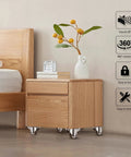 Wooden bedside table with One Inch Low Profile Caster Wheels For Furniture Set Of 4 With Soft Rubber Swivel Casters And Locking Top Plate