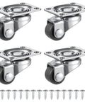 Four Pack Half Inch Low Profile Caster Wheels With Rubber Rollers For Small Furniture Cabinets Drawers And Appliances Self Adhesive Rolling Casters