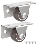 1 Inch Low Profile Casters Wheels Set Of 2 With Side And Top Plate Mounting, Quiet Rubber Castors For Small Cabinets