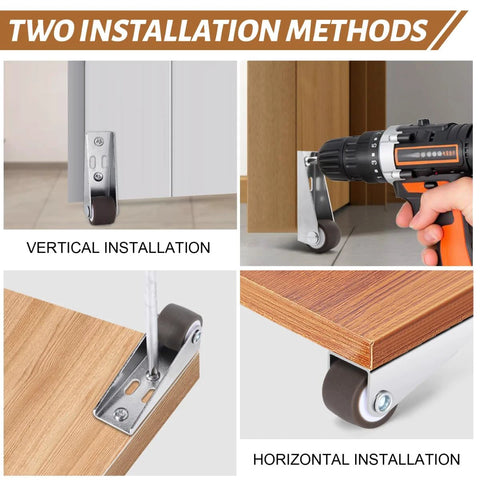 0.9 Inch Low Profile Caster Wheels Set Of 4 Long Frame Rigid Casters for Vertical or Horizontal Installation on furniture