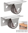 1 Inch Low Profile Casters Wheels Set Of 2 with side and top plate mounting, quiet rubber castors, reinforced steel bracket