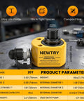 20 Ton Low Profile Hydraulic Jack Porta Power Kit With CP 180 Manual Pump Multi Section Cylinder 1.18 Inch Stroke Compact Heavy Lifting Tool Workhorse For Auto Repair And Industrial Use NEWTRY on workbench showing product parameters.