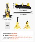 Low Profile Floor Jack 2 Ton With Stands By VEVOR Beefy Workhorse Hydraulic Trolley Car Lift For Low Clearance Sports Cars And SUVs 4400 Lb Capacity Quick Lift Single Piston Pump Lifting Range 5.1 To 12.2 Inches Steel Racing Design with stands and handle shown.