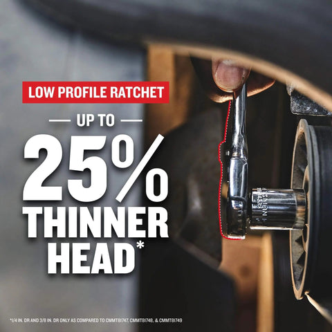 Close-up of a low profile ratchet in use from the 230 Pcs Mechanics Tool Set, Socket Wrench Set, Car Tool Kit with VERSASTACK Toolbox