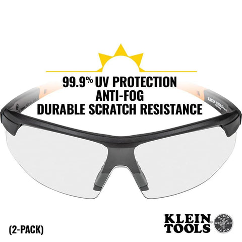 Low Profile Safety Glasses Narrow Lens Z87 1 Anti Fog Scratch Resistant 2 Pack front view with UV protection and anti-fog features