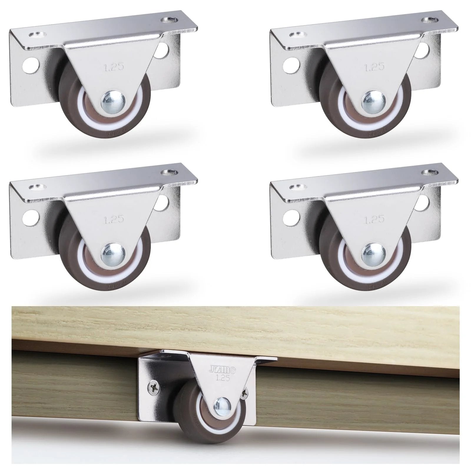 Small Low Profile Side Mount Casters Set