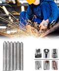 Welder using Six Piece Low Temperature Aluminum Welding Rod Set for easy melt and universal arc welding of aluminum alloys.