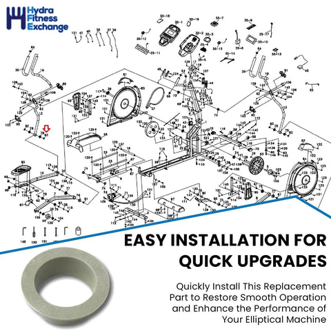 Lower Handle Bar Plastic Bushing And Spacer Replacement Part P060451 diagram with plastic sleeve bearing included