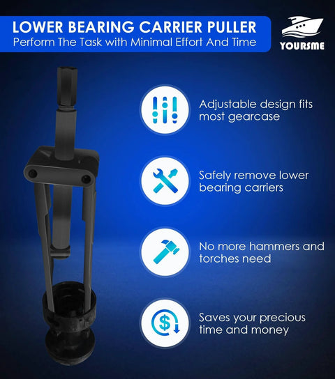 Lower Bearing Carrier Puller With Adjustable Arms For Outboard And Stern Drive Gearcases 115HP And Up, front view.