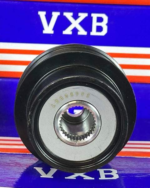 LR005993 Alternator Freewheel Clutch close-up with visible part number on VXB packaging