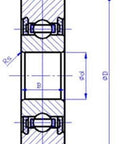 Technical diagram of LR203NPP Track Roller Bearing 17x47x12mm - Cam Follower, showing dimensions and internal structure.