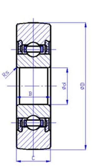 Technical diagram of LR203NPP Track Roller Bearing 17x47x12mm - Cam Follower, showing dimensions and internal structure.