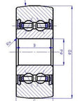 Technical drawing of ✝️ LR5201NPPU Track Roller Ball Bearing 12x35x15.9 LR5201-2RS, illustrating dimensions and internal structure.