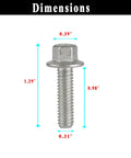 Dimensions of a single bolt from the 12 Piece Exhaust Manifold Header Bolt Kit For LS Series Engines LS1 LS2 LS3 LSX LT.