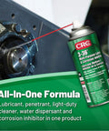 Multipurpose Lubricant And Corrosion Inhibitor Spray for Metal Equipment and Tools, 11 oz, CRC 3-36 can and metal surface