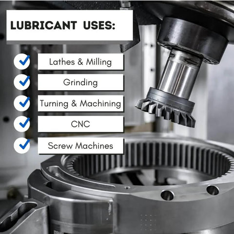 Machinery uses for Medium Weight Way Oil 68 For Tool Ways Slideway Lubricant by Fusion Chemical, including lathes and CNC.