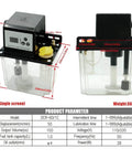 No-Fuss Automatic Lubrication Pump System with 1L or 2L tank, AC110V or 220V power, single display, electromagnetic output 6mm