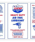 Label of Lucas Oil 10200, Air Tool Lubricant For Pneumatic Tools That Extends Tool Life, 1 Quart Bottle, use instructions included.