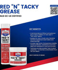 Lucas Oil 10318 Red N Tacky Grease 3 Ounce Combo Pack, featuring multi-purpose grease tubes and product information.
