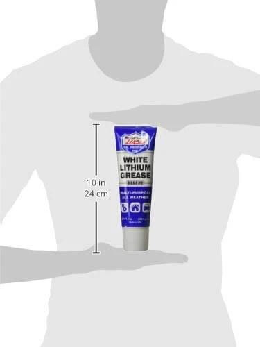 Lucas Oil 10533 White Lithium Grease - 8 oz. Squeeze Tube held between hands