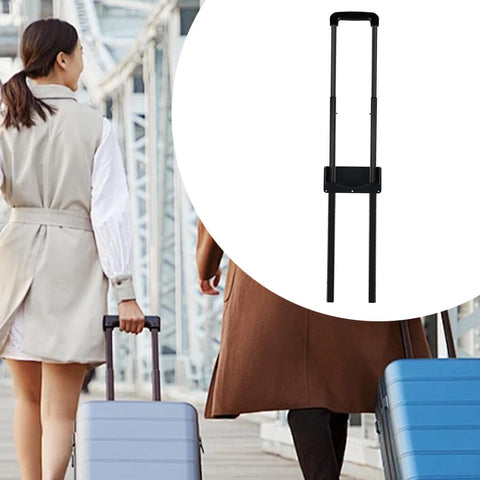 Replacement Luggage Telescopic Handle For Travel Bags Extendable 3 Stage Pull Out Rod with PP Grip shown on suitcase