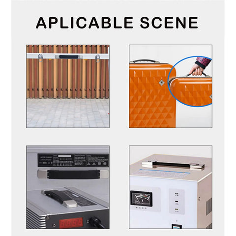 2 Pieces Luggage Replacement Handle Pulls in flexible black plastic attached to various suitcase and box cases.