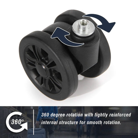 Close-up of Luggage Replacement Wheels Set with 2 Wear Resistant Suitcase Wheels Made from TPE featuring 55mm diameter.