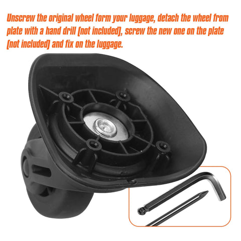 Close-up of 2 Pcs Luggage Replacement Wheels Model A73 showing attachment area for easy installation on luggage.