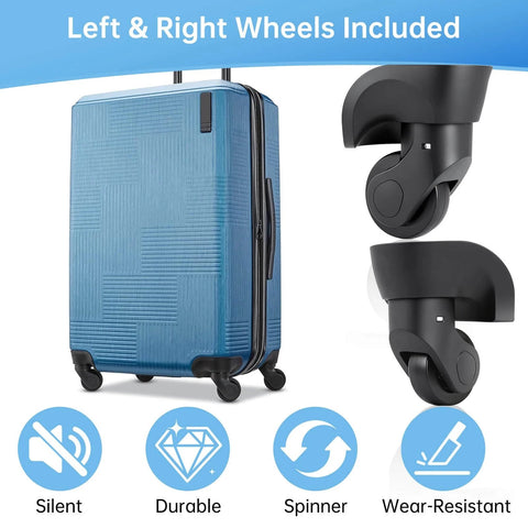 2 Pcs Luggage Wheels Replacement Compatible with American Tourister showing suitcase and silent spinner casters.