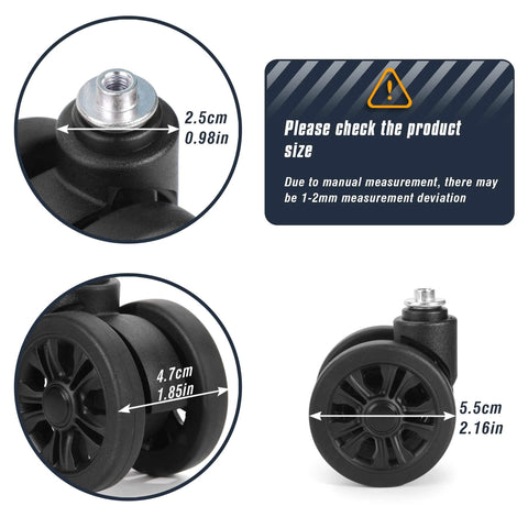 Luggage Replacement Wheels Set with 2 Wear Resistant Suitcase Wheels Made from TPE with Smooth Bearings Featuring 55mm Diameter Universal Design