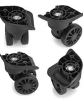 2 Pcs Luggage Replacement Wheels Model A208 with 360 Degree Swivel Rubber Spinner Casters, showing four angles of durable rubber design.