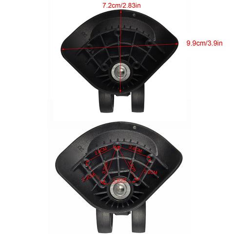 360 Degree Swivel Replacement Wheels For Luggage And Suitcases, size 3.1 by 3.5 by 2.2 inch, front view with dimensions