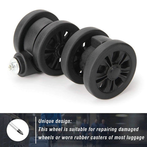 Luggage Replacement Wheels Set with 2 Wear Resistant Suitcase Wheels Made from TPE with Smooth Bearings Featuring 55mm Diameter side view
