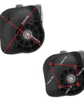 2 Pcs Replacement Luggage Wheels For Most Suitcases Durable Plastic 360 Degree Spinner Wheels With Smooth Quiet Rotation Ideal For Quick DIY Repair And Refitting Travel Luggage With Universal Fit And Four Hole Mounting Alignment, view of wheel mount holes and alignment measurements