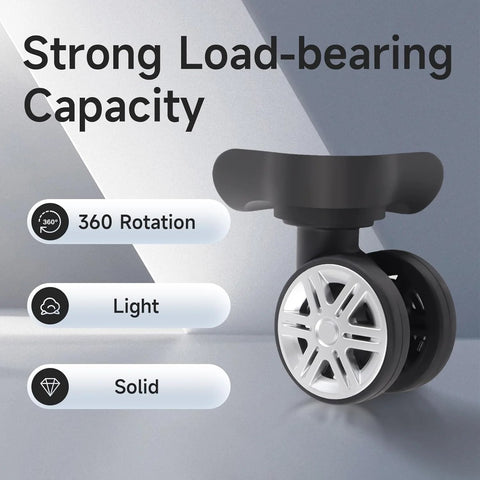 2 Pcs Replacement Luggage Wheels For Most Suitcases Durable Plastic 360 Degree Spinner Wheels With Smooth Quiet Rotation Ideal For Quick DIY Repair And Refitting Travel Luggage With Universal Fit And Four Hole Mounting Alignment visible with strong load-bearing capacity feature.
