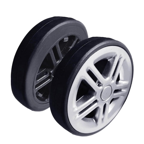 Luggage Suitcase Replacement Wheels Wear Resistant Silent Swivel Casters Repair Kit Silver 55mm close-up view of rubber wheels.