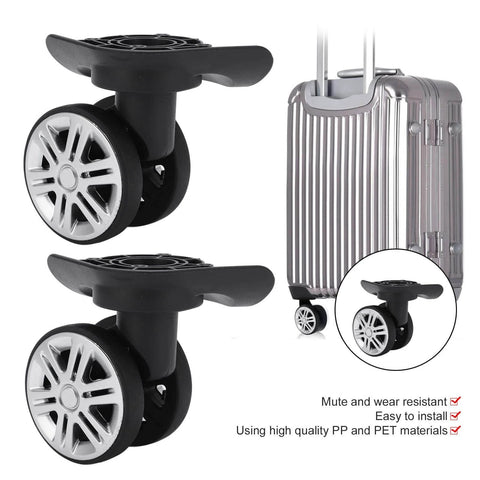 1 Pair Luggage Suitcase Wheels featuring mute double row wheels, strong durable design for suitcase trolley replacement.