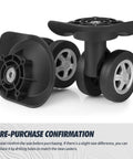 Replacement Luggage Swivel Caster Wheels Pair With 360 Degree Rubber Trolley Wheel Kit For Suitcases Repair And Travel Durable And Load Bearing With Premium PVC Rubber Metal Construction For Heavy Luggage And Smooth Quiet Rolling DL130, showing two black wheels with silver center.