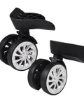 360 Degree Swivel Replacement Wheels For Luggage And Suitcases, Size 3.1 By 3.5 By 2.2 Inch, plastic black with white detail